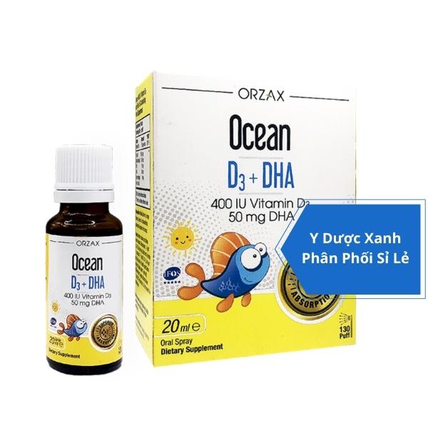 OCEAN D3 + DHA, 20ml, Xịt nhỏ giọt phát triển xương, não bộ cho bé, trẻ em của Thổ Nhĩ Kỳ 